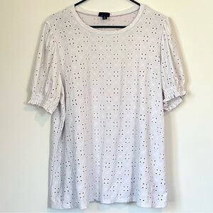 Torrid White Lilac Eyelet Blouse - Size: 1